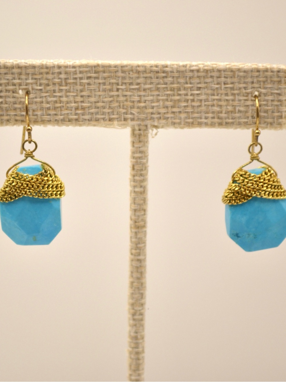 Gold-Finish Turquoise Drop Earrings - Women's Jewelry - Picture 2 of 7